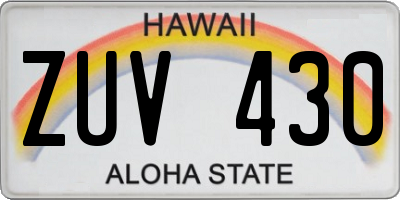 HI license plate ZUV430