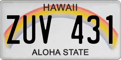 HI license plate ZUV431