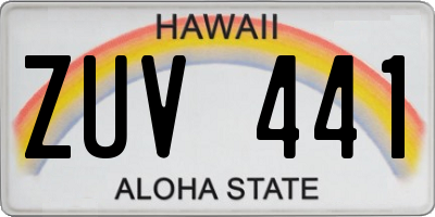 HI license plate ZUV441