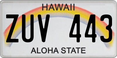 HI license plate ZUV443