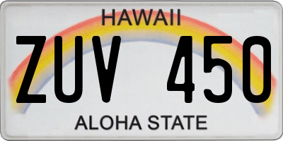 HI license plate ZUV450