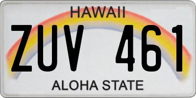 HI license plate ZUV461