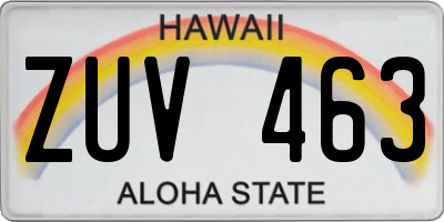 HI license plate ZUV463