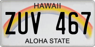 HI license plate ZUV467