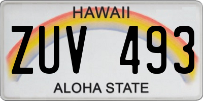 HI license plate ZUV493