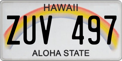 HI license plate ZUV497