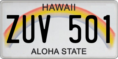HI license plate ZUV501