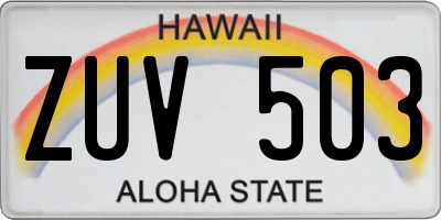 HI license plate ZUV503