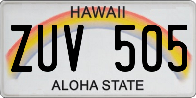 HI license plate ZUV505