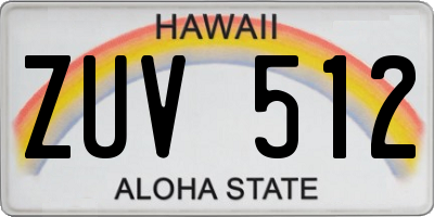 HI license plate ZUV512