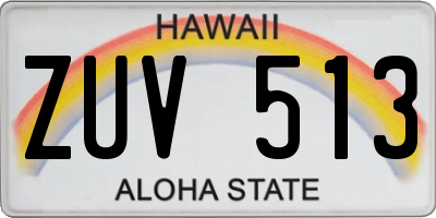 HI license plate ZUV513