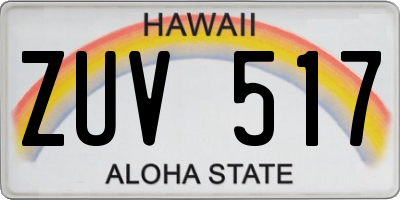 HI license plate ZUV517