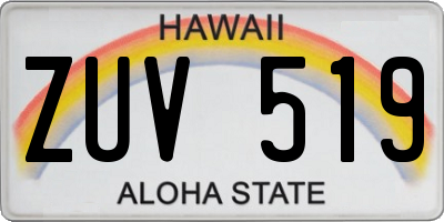 HI license plate ZUV519