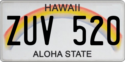 HI license plate ZUV520