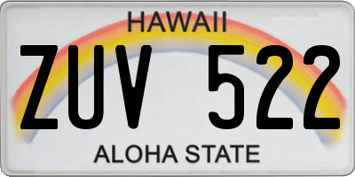 HI license plate ZUV522