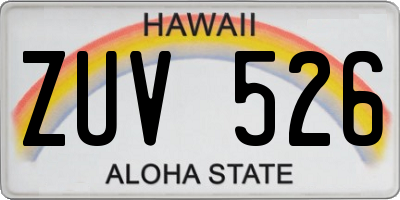 HI license plate ZUV526