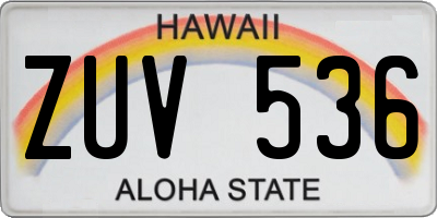 HI license plate ZUV536