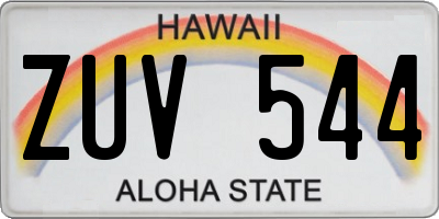 HI license plate ZUV544