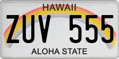 HI license plate ZUV555