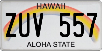 HI license plate ZUV557
