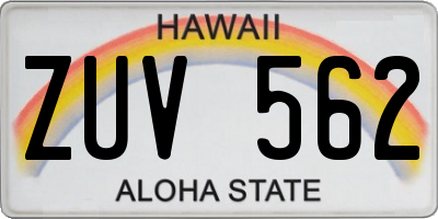 HI license plate ZUV562