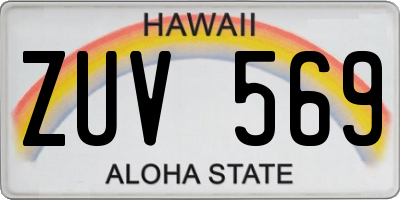 HI license plate ZUV569