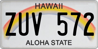 HI license plate ZUV572