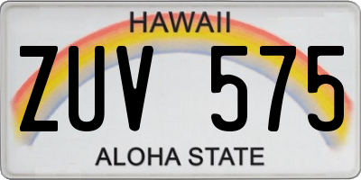 HI license plate ZUV575