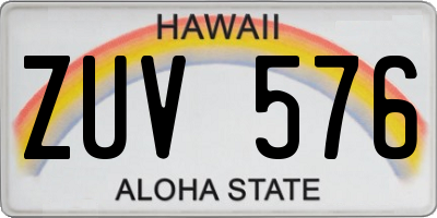 HI license plate ZUV576