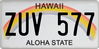 HI license plate ZUV577