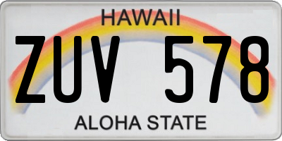 HI license plate ZUV578