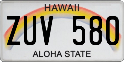 HI license plate ZUV580