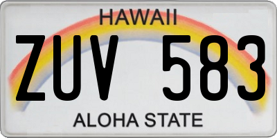 HI license plate ZUV583
