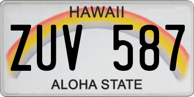 HI license plate ZUV587