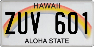 HI license plate ZUV601