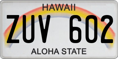 HI license plate ZUV602