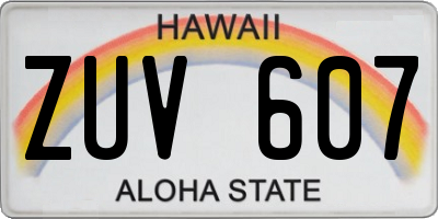 HI license plate ZUV607