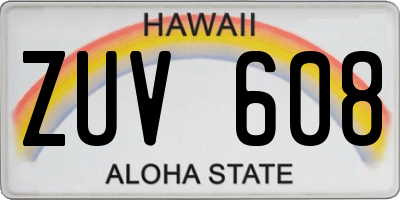 HI license plate ZUV608