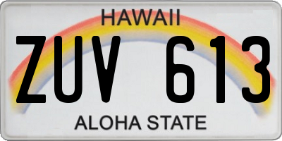 HI license plate ZUV613