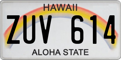HI license plate ZUV614