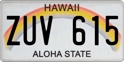 HI license plate ZUV615