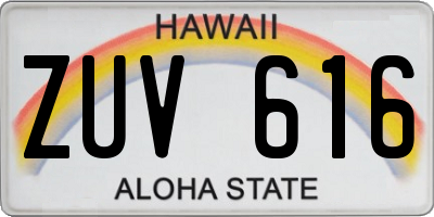 HI license plate ZUV616