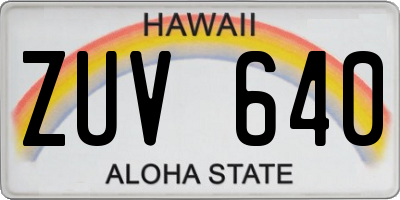 HI license plate ZUV640
