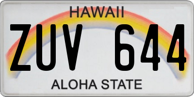 HI license plate ZUV644