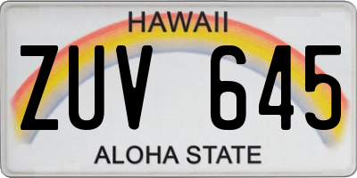 HI license plate ZUV645