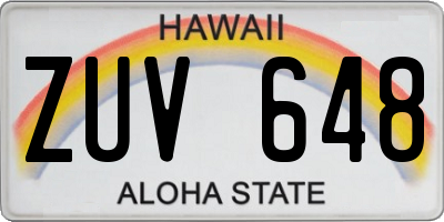 HI license plate ZUV648