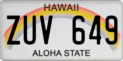 HI license plate ZUV649