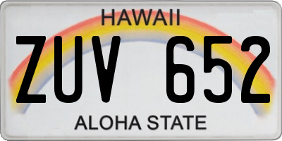 HI license plate ZUV652