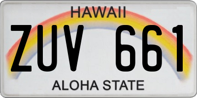 HI license plate ZUV661