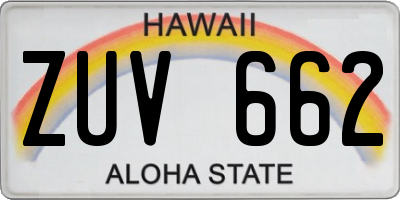 HI license plate ZUV662